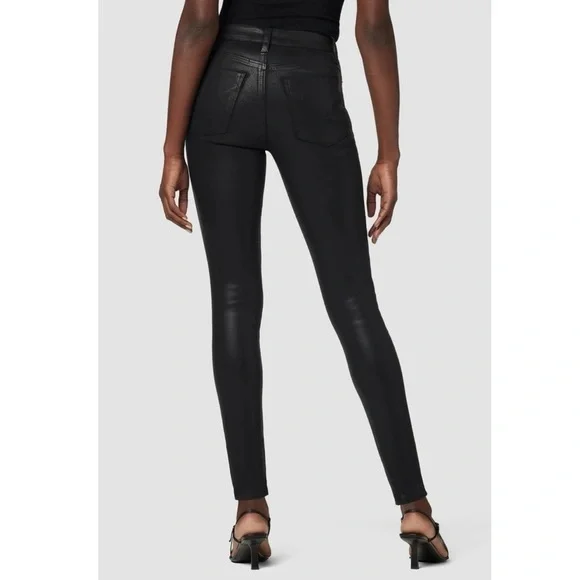 Hudson Barbara High Rise Super Skinny Ankle Jeans 25 Raven Coated Black NWT - Picture 2 of 6